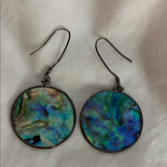 Large Vintage Abalone Shell Earrings - Picture 4 of 6